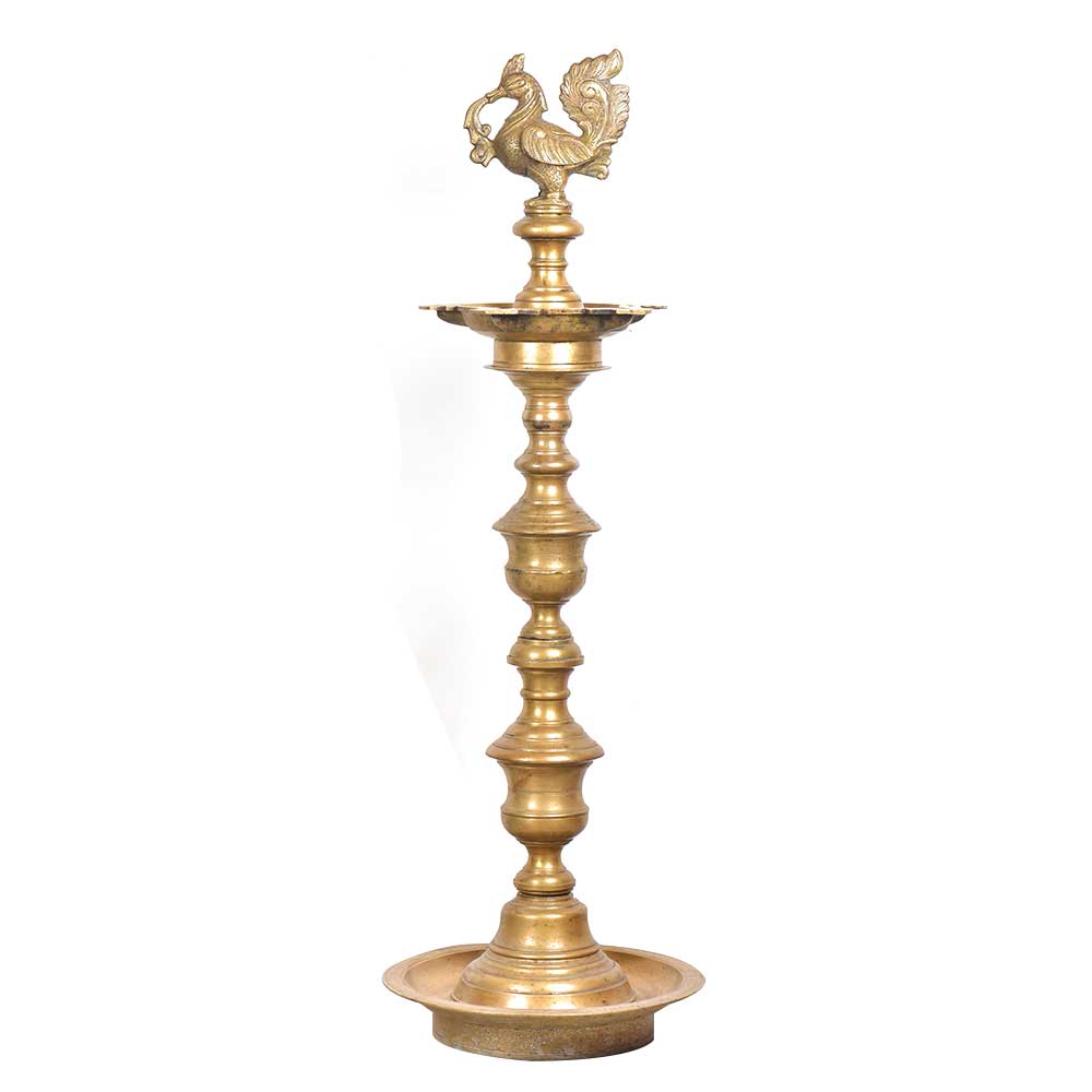 Brass Long Mayur South Indian Oil Lamp