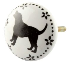 Dog Ceramic Flat Knobs