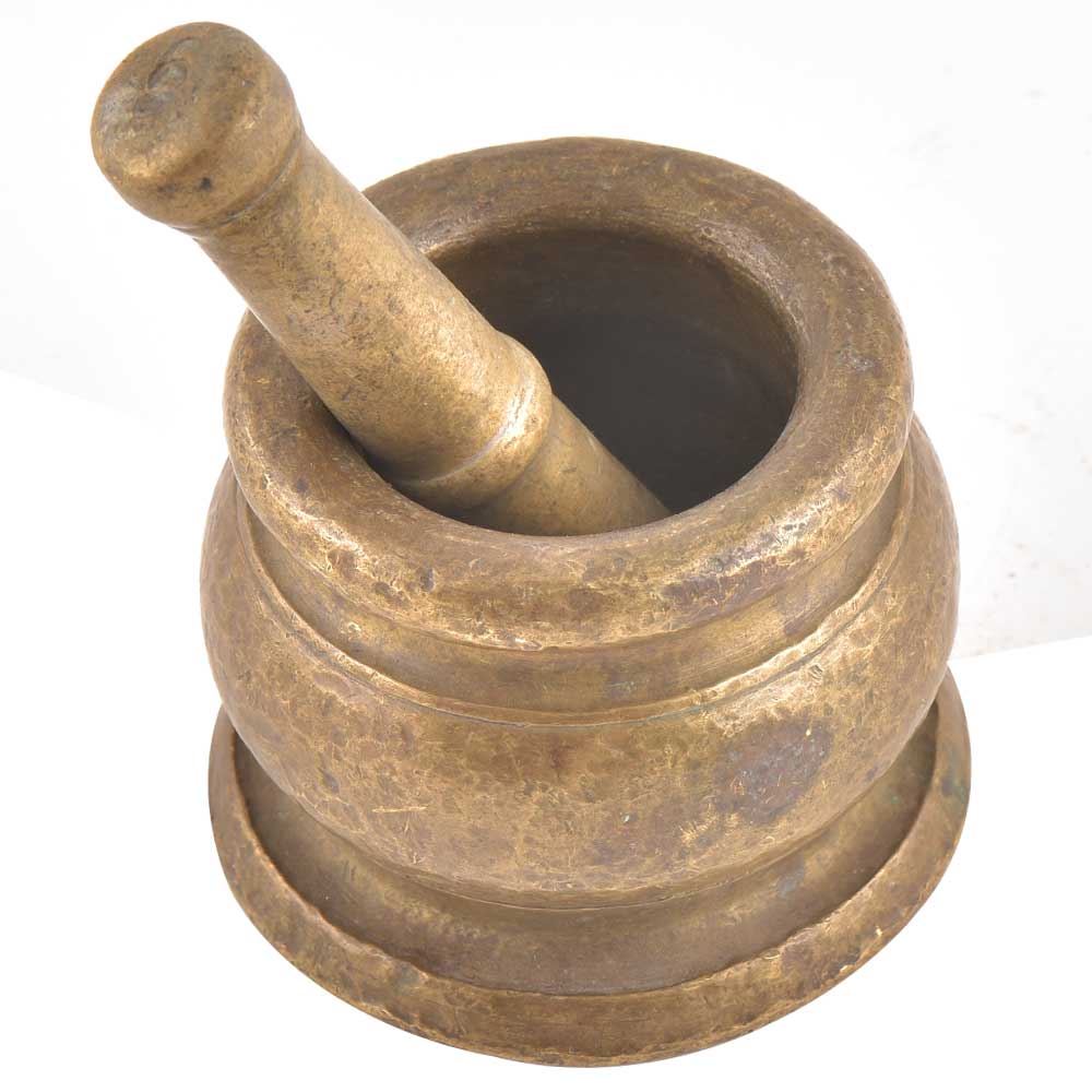 Brass Morter And Pestle Okhli Or Masher