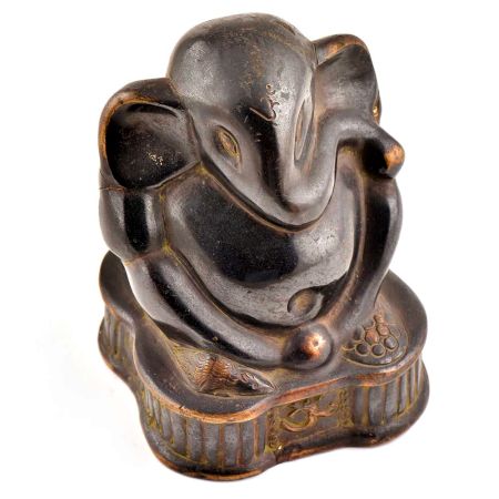 Black Brass Sitting Ganesha Statue