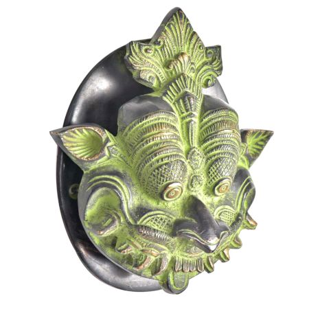 Yali Face Brass Door Knocker With Base Plate