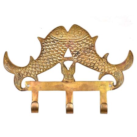 Decorative Paired 3 Brass Fish Wall Hook
