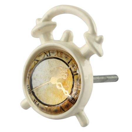Roman Watch Inside Glass And Metal Drawer Knob