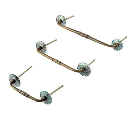 Turquoise with Silver Flat Glass Drawer Bridge Handles Online