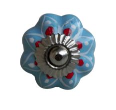 Turquoise Blue Red Polka Drawer Knob