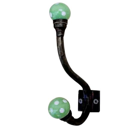 Pea Green Dot Iron Hooks-EHG-28