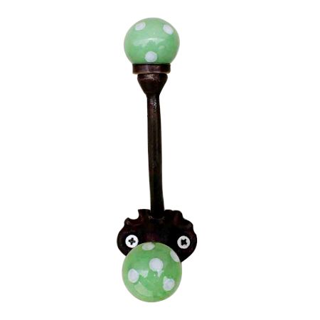 Pea Green Dot Iron Hooks-EHG-28