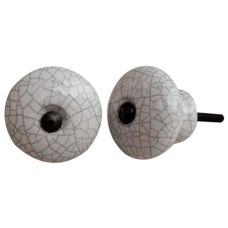 White And Black Crackle Ceramic Wardrobe Knob