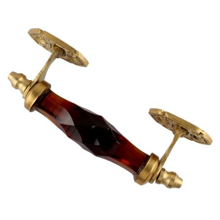 Amber Cut Glass Golden Thin Small Door Handle