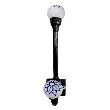 Navy Blue Floral Iron Hook-EHG-17