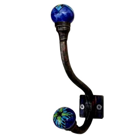 Navy Blue Floral Iron Hook-EHG-37