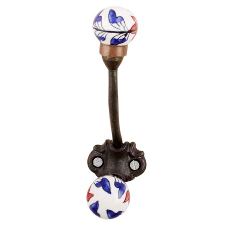 Navy Blue Floral Iron Hooks-EHG-62