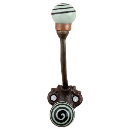 Sage Green Black Strip Iron Hooks-EHG-80