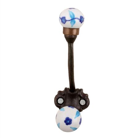 Turquoise Blue Leaf Iron Hooks-EHG-77