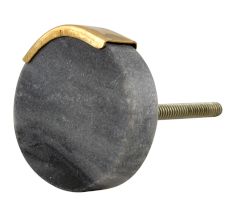 Grey Round Golden Stone Cabinet Knob