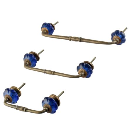 Cobalt Blue Melon Glass Bridge Handle