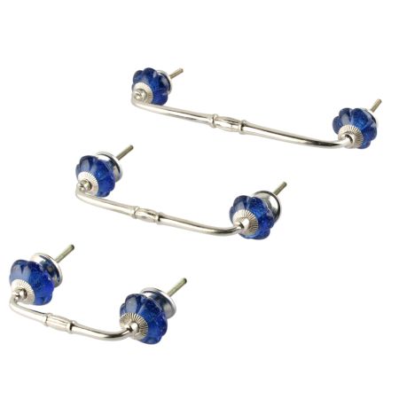 Cobalt Blue Melon Glass Bridge Handle