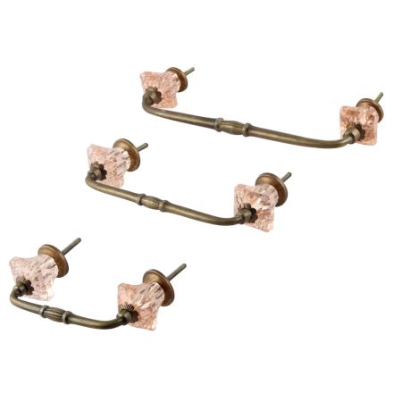 Pink Glass Square Cut Bridge Handle