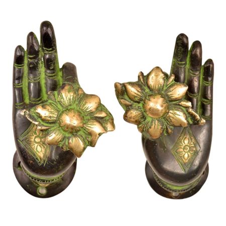 Brass Mudra Buddha Door Handle Pull (Set of 2 Piece)With Patina
