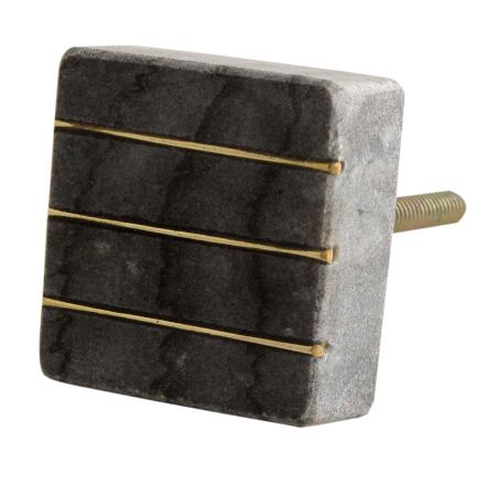 Grey Stone Square Gold Line Cabinet Knobs Online