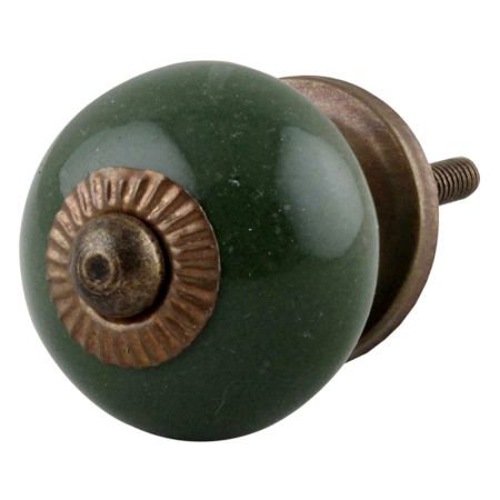 Solid Dark Olive Green Small Ceramic Cabinet Knob Online