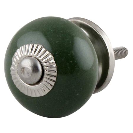 Solid Dark Olive Green Small Ceramic Cabinet Knob Online