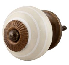 Cream White Striped Knob