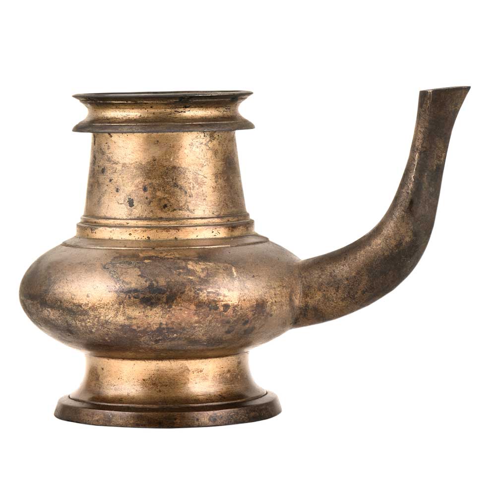 Brass Traditional Handmade Kindi Water Pot With A Curved Spout