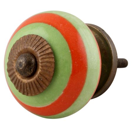 Green Orange Striped Knob