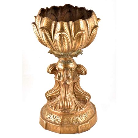Brass vintage Floral Planter On Pedestal