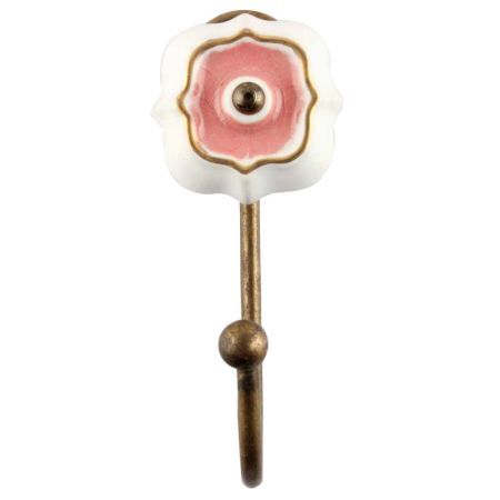 Pink Solid Gold Line Ceramic Hook In Antique Fitting