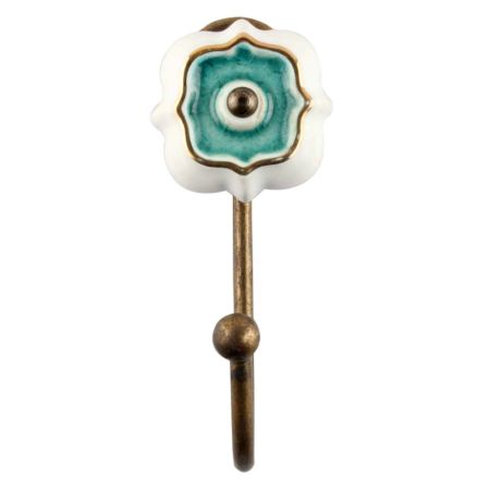 Sea Green Solid Gold Line Ceramic Hook In Antique Fitting