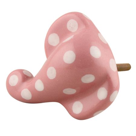 Pink Polka Elephant Face Knob