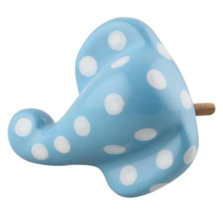 Turquoise Polka Elephant Face Knob