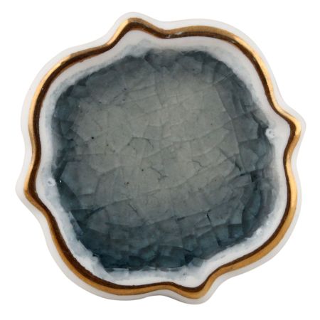 Grey Solid Gold Line Ceramic Dresser Knob