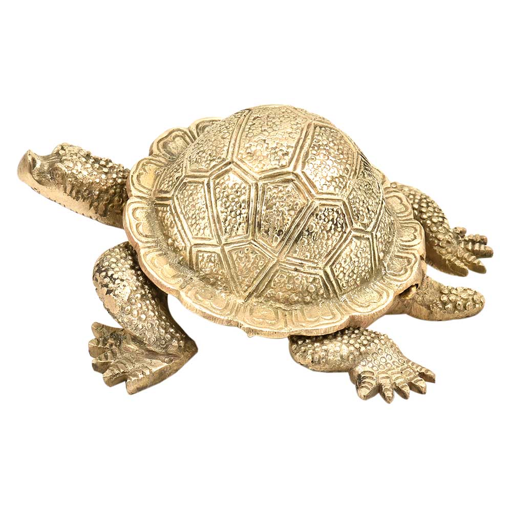 Hand Crafted Brass Turtle With Trinket Storage Hinged Lid