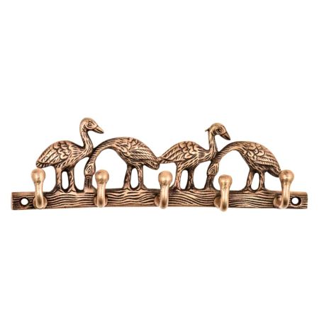 Brass Wall Hooks Hanger Birds On Tree Branch With 5 Hooks