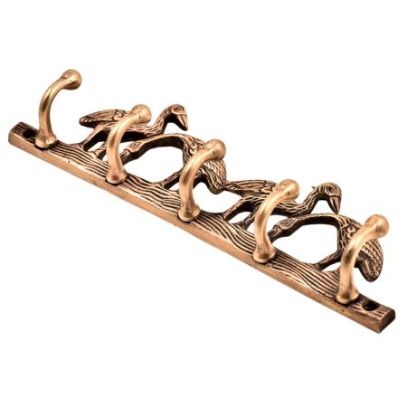 Brass Wall Hooks Hanger Birds On Tree Branch With 5 Hooks