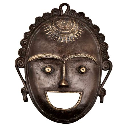 Brass Metal Smiley Mask Tribal Dhokra Art