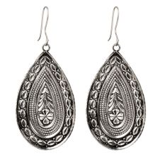 92.5 Sterling Silver Tribal Dangle Statement Earrings