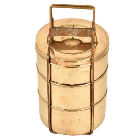 Golden Brass Tiffin or Lunch BoxÂ Three Containers