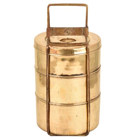 Golden Brass Tiffin or Lunch BoxÂ Three Containers