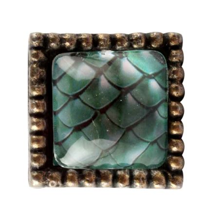 Sea Green Inside Pattern Square Iron Glass Dresser knob