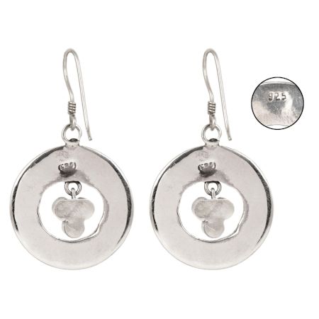 92.5  Sterling Silver Earrings Jasper Engraved Circle Earrings