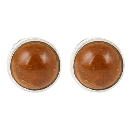 92.5 Sterling Silver Earrings Studs Agate Adorned Studs