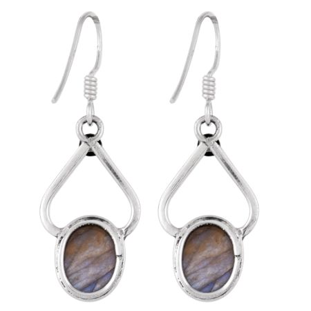 92.5 Sterling Silver Earrings  Brown Picasso Jasper Hook Earrings