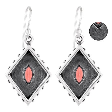 92.5 Sterling Silver Earrings Natural Kite Red Tourmaline Earrings