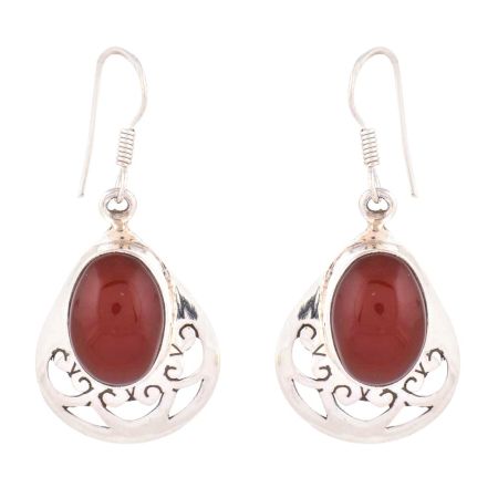 92.5 Sterling Silver Earrings  Carnelien Oval  Daily Wear Fancy Earrings