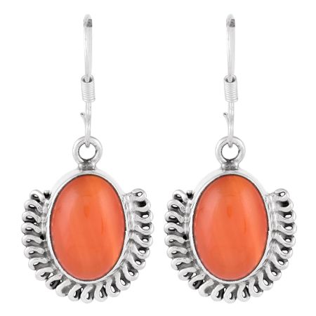 92.5 Sterling Silver Earrings Half Moon Carnelian Drop Earrings
