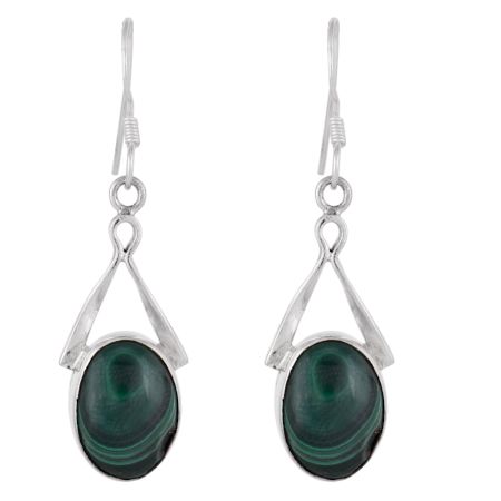 92.5 Sterling Silver Earrings Malachite Drop Earrings